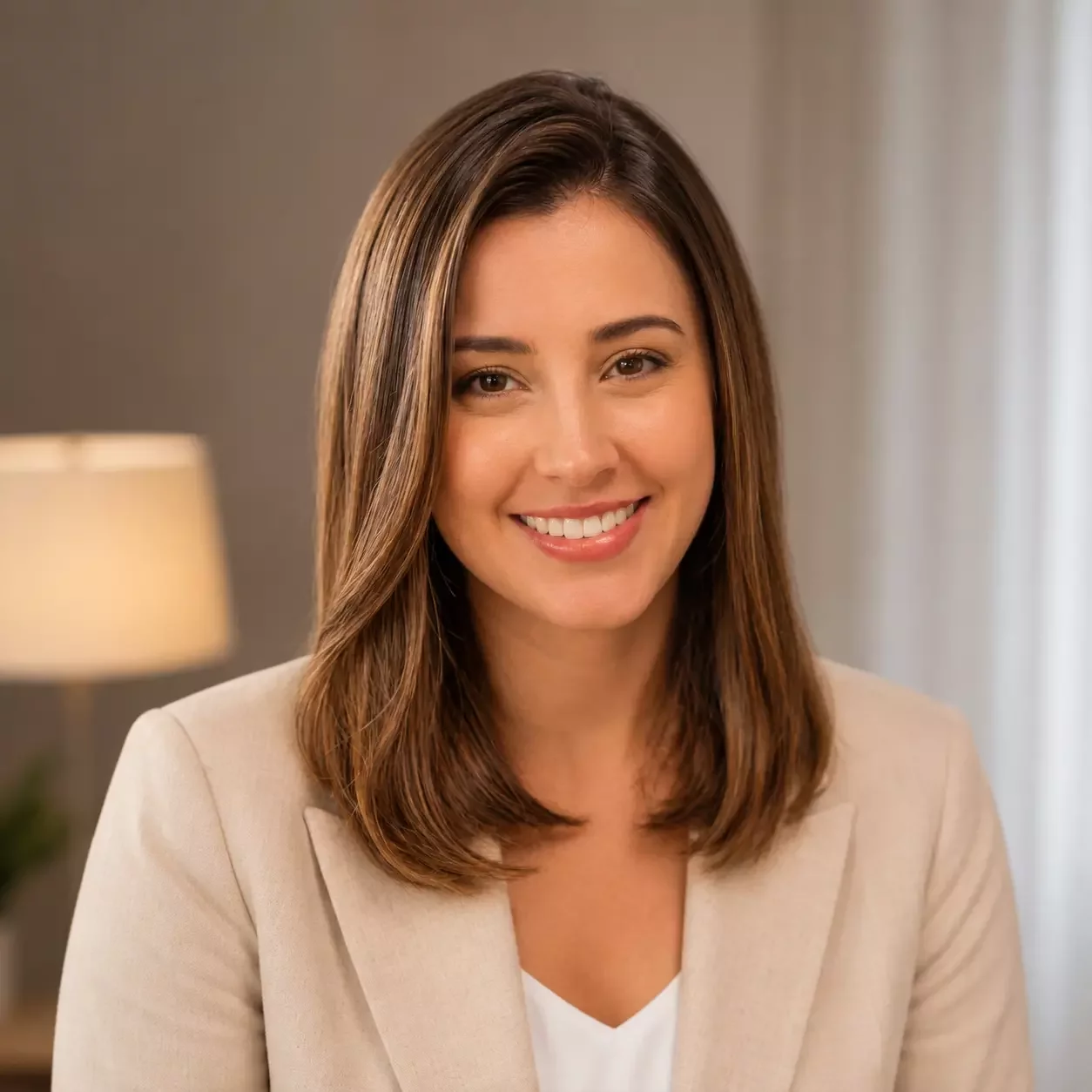 Professional portrait of Paola Camargo, responsible for client service and business development at BridgeLedger Solutions